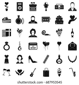 Fun party icons set. Simple style of 36 fun party vector icons for web isolated on white background