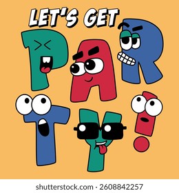 Fun party mascot vector illustration print