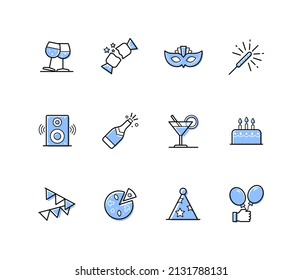 Fun party - modern line design style icons set
