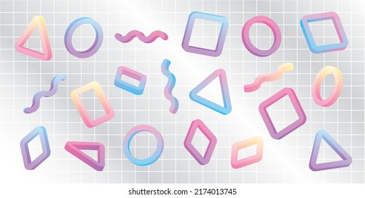 fun pastel gradient geometric graphic element collection 3d illustration vector