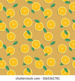 fun pattern design vector with sliced orange shape element