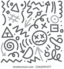 Patrón divertido de líneas de doodle. Los antecedentes artísticos minimalistas de los niños o las tendencias actuales en el diseño utilizando formas simples.ambiente de fondo simple y garabateado