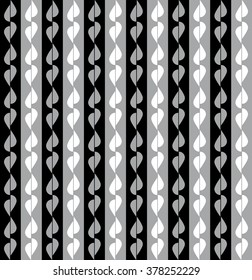 Fun pattern with grey and white leaves on black background