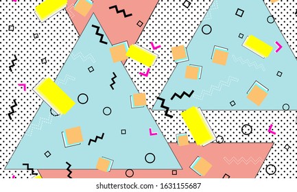 Fun pattern. Memphis style. Abstract retro background. Vector Illustration. Hipster style 80s-90s.