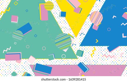 Fun pattern. Memphis style. Abstract retro background. Vector Illustration. Hipster style 80s-90s.