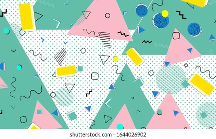 Fun pattern. Memphis style. Abstract retro background. Vector Illustration. Hipster style 80s-90s.