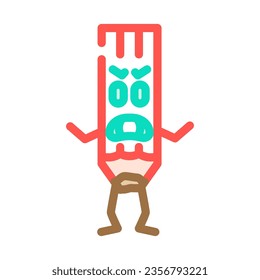 fun pen character color icon vector. fun pen character sign. isolated symbol illustration
