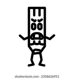 vector de icono de la línea de caracteres de la pluma divertida. signo de carácter de lápiz divertido. símbolo de contorno aislado ilustración negra