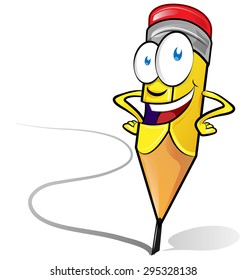 fun pencil cartoon isolated on white background