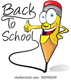 fun pencil cartoon isolated on white background