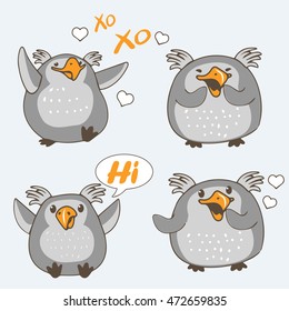 fun penguin, cartoon, character, vector illustration