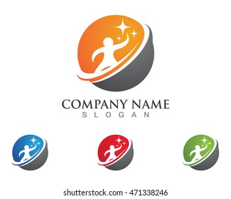 Fun people Healthy Life icon Logo template 