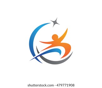 Fun people Healthy Life icon Logo template 