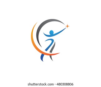 Fun people Healthy Life icon Logo template 