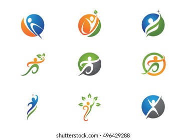 Fun people Healthy Life icon Logo template 