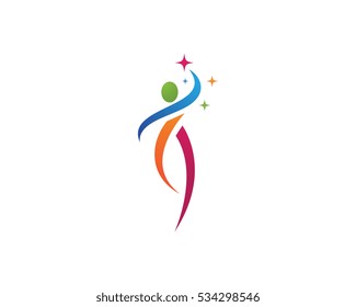 Fun people Healthy Life icon Logo template 