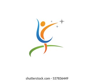Fun people Healthy Life icon Logo template 
