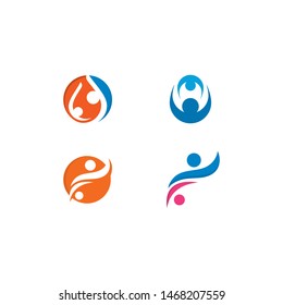 Fun people Healthy Life Logo template vector icon design 