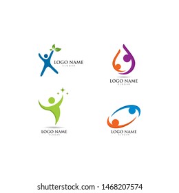 Fun people Healthy Life Logo template vector icon design 