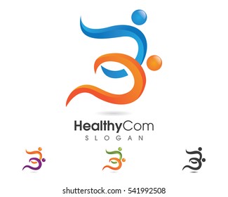 Fun people Healthy Life Logo template vector icon