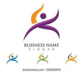 Fun people Healthy Life Logo template vector icon
