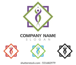 Fun people Healthy Life Logo template vector icon