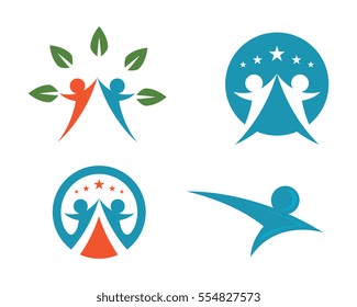 Fun people Healthy Life Logo template vector icon