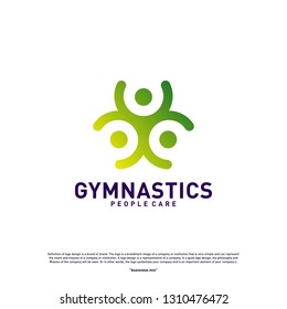 Fun People Healthy logo design concept vector.Gymnastics logo template. People care Icon Symbol