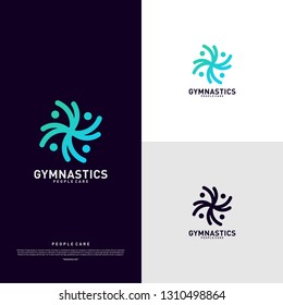 Fun People Healthy logo design concept vector.Gymnastics logo template. People care Icon Symbol