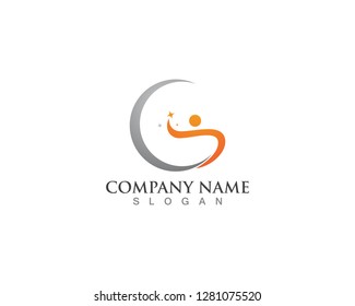 Fun people healthy logo and symbol vector