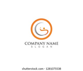 Fun people healthy logo and symbol vector