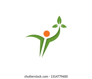 Fun people healthy logo vector icon illustration design 