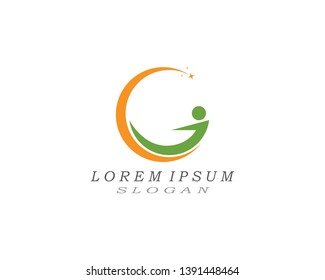 Fun people healthy logo vector icon illustration design