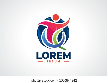 Fun People Logo Template Design Vector, Emblem, Design Concept, Creative Symbol, Icon