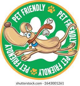 fun Pet friendly label logo design on circle. vector illustration
