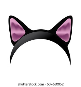 Fun photo booth prop satin cat ear headbands for Halloween costume parties and other celebrations. EPS 10 vector.