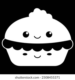 fun pie kawaii isolated in black background