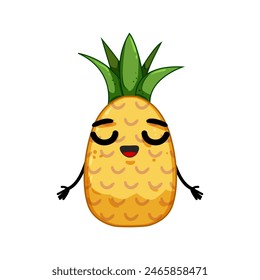 divertido dibujo animado del personaje de la piña. fiesta de verano, pegatina sandía, comida dulce divertido signo del personaje de la piña. símbolo aislado Ilustración vectorial