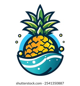 Fun pineapple logo icon in a modern vector style. Bright and tropical, this design is perfect for food brands, summer events, or beach-themed projects. Fresh and eye-catching