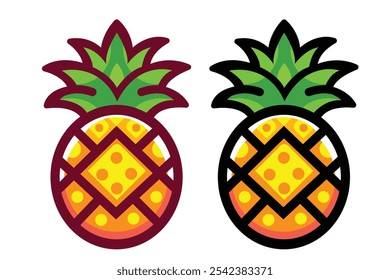 Fun pineapple logo icon in a modern vector style. Bright and tropical, this design is perfect for food brands, summer events, or beach-themed projects. Fresh and eye-catching