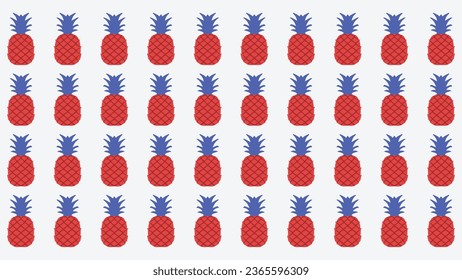 Piña divertida con ilustración vectorial de patrón de color rojo y azul. Resumen del fondo del patrón de piña. Bien por papel pintado o tela textil
