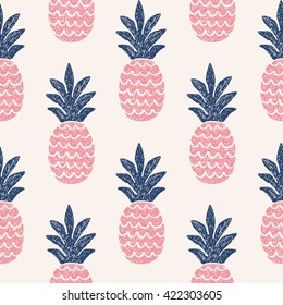 Fun Pineapple Seamless Pattern Vector Illustration.