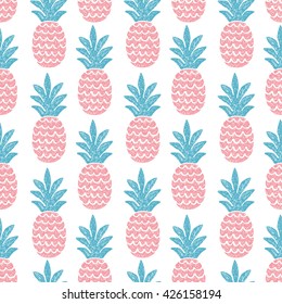 Fun pineapple seamless pattern vector illustration.