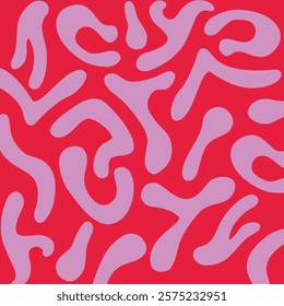 Fun pink line doodle poster pattern. Creative abstract squiggle style drawing background. Unusual beautiful shapes
