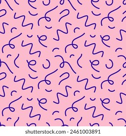 Fun pink line doodle seamless pattern