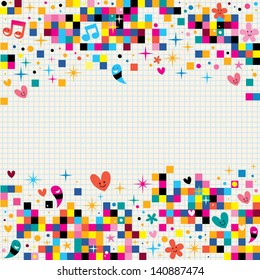 fun pixel squares note paper background