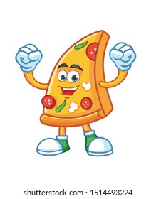 fun pizza slice mascot character vector