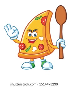 fun pizza slice mascot character vector