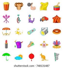 Fun place icons set. Cartoon set of 25 fun place vector icons for web isolated on white background