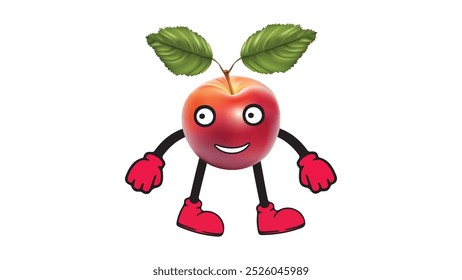 Fun and Playful Apple Character Vector Design for Kids – Bright, Cheerful, and Perfect for Educational Content
